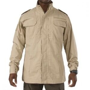 5.11 Tactical Series Mens Khaki Tan Ripstop Field Jacket Large Multi-Pocket Zip